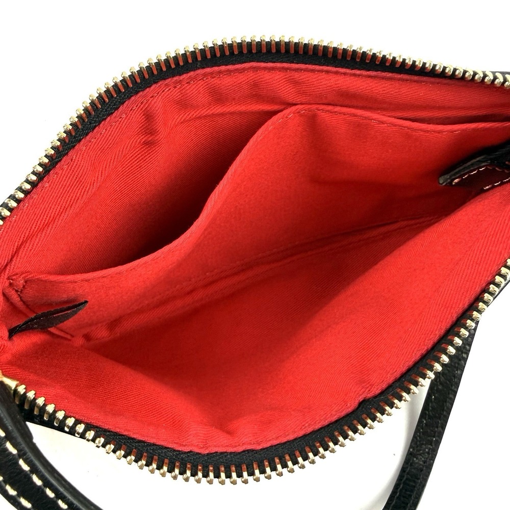 Dooney & Bourke Wristlet Black Pebbled Leather Clutch Preppy Red Interior NEW - Picture 4 of 6